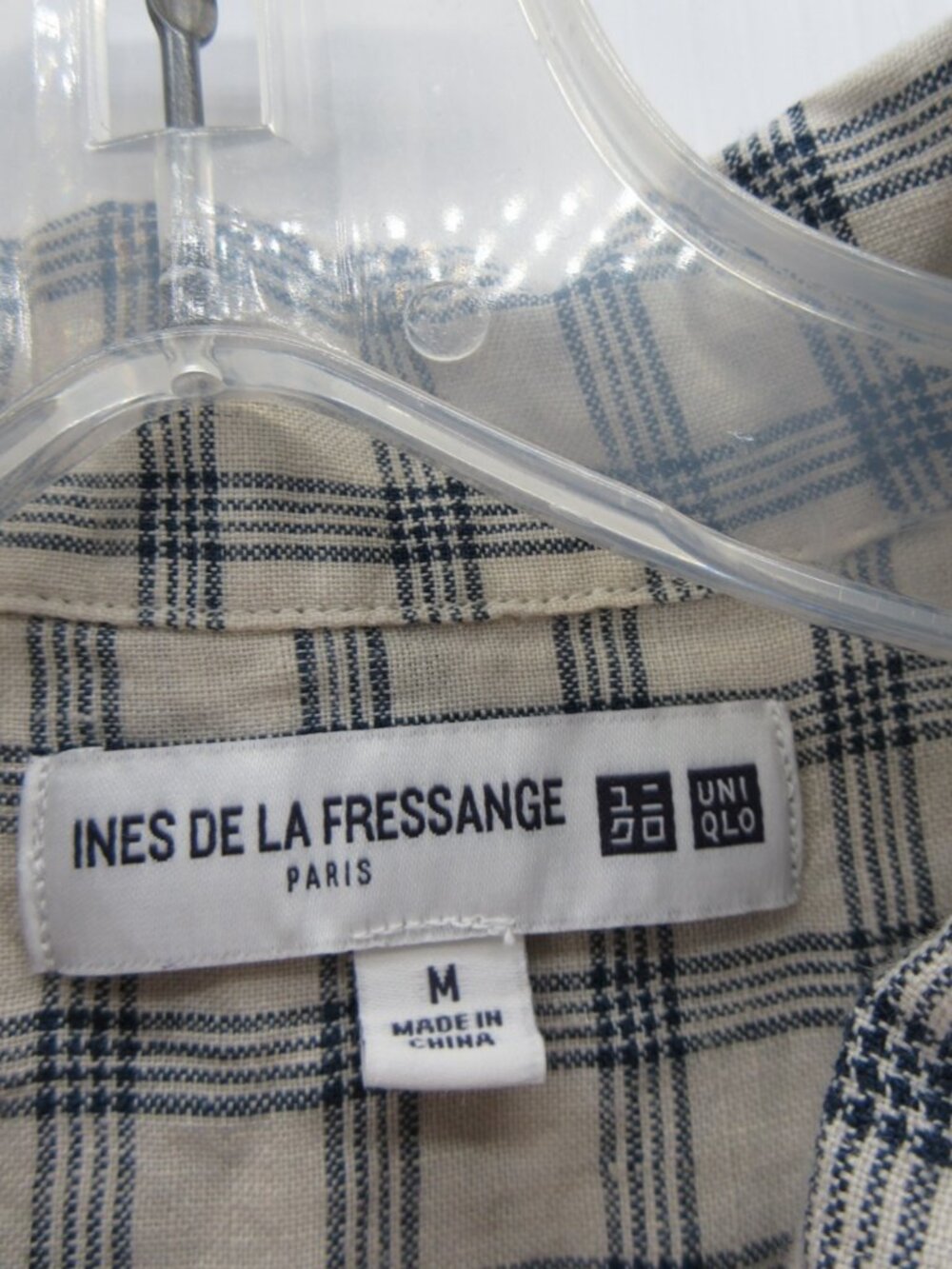 Uniqlo Ines De La Fressange Dress Medium Linen Shirt Button Up Check - Picture 9 of 11